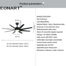 Modern black & white 8-blade ceiling fan with remote control bedroom