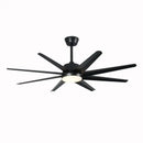 Modern black & white 8-blade ceiling fan with remote control bedroom