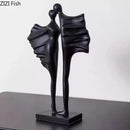 Modern black & white abstract lovers resin sculpture living room decor