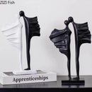 Modern black & white abstract lovers resin sculpture living room decor