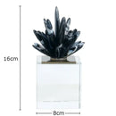 Modern black & white agate flower crystal art – living room decor