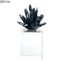 Modern black & white agate flower crystal art – living room decor