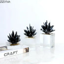 Modern black & white agate flower crystal art – living room decor