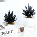 Modern black & white agate flower crystal art – living room decor
