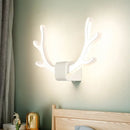 Modern black & white antler wall sconce bedroom pull chain light