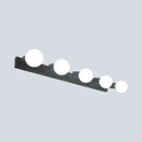 DecorBites™ 3/4-Head Bedroom Vanity Wall Sconce in Simple Metal Finish with Exposed Bulb - Black/White