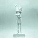 Modern black & white bomb hugger girl resin statue living room decor