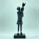 Modern black & white bomb hugger girl resin statue living room decor