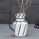 Modern black & white elegant striped ceramic vase living room decor