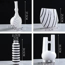 Modern black & white elegant striped ceramic vase living room decor