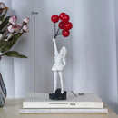 Modern black & white flying love balloon girl sculpture living room decor