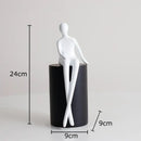 Modern black & white geometric base character statue living room decor