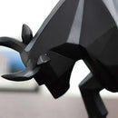 Modern black & white geometric bull sculpture living room decor