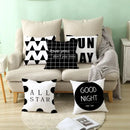 Modern black & white geometry letters cushion cover living room