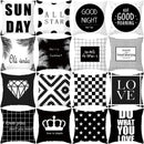 Modern black & white geometry letters cushion cover living room