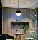 Modern black & white glass ball pendant lights for kitchens