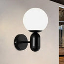 Modern black & white glass wall light – meeting room globe sconce
