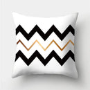 Modern black white & gold geometric stripes pillowcase living room