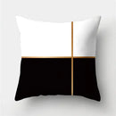 Modern black white & gold geometric stripes pillowcase living room