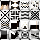 Modern black white & gold geometric stripes pillowcase living room