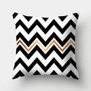 Modern black white & gold geometric stripes pillowcase living room