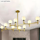 DecorBites™ Modern 10-Head Orbit Chandelier Pendant, White Glass, Black/White/Gold, for Living Room Island Lighting