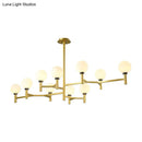 DecorBites™ Modern 10-Head Orbit Chandelier Pendant, White Glass, Black/White/Gold, for Living Room Island Lighting