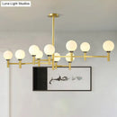 DecorBites™ Modern 10-Head Orbit Chandelier Pendant, White Glass, Black/White/Gold, for Living Room Island Lighting