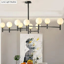 DecorBites™ Modern 10-Head Orbit Chandelier Pendant, White Glass, Black/White/Gold, for Living Room Island Lighting