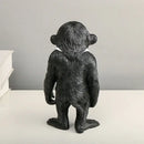 Modern black & white gorilla sculpture resin figurine living room decor