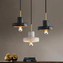 Modern black & white green marble pendant light dining room