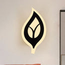 Modern black & white leaf sconce light bedroom wall lamp