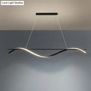 Modern black & white led hanging lamp – dining room simplicity curved