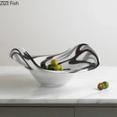 Modern black & white marbled glass fruit plate dining room bowl