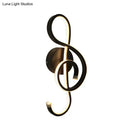 Modern black & white musical note wall lamp – bedroom acrylic shade