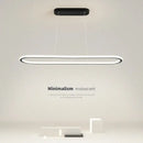 Modern black & white oval led chandelier dining room pendant light