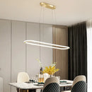 Modern black & white oval led chandelier dining room pendant light