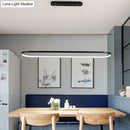 DecorBites™ Modern Oval Suspended LED Restaurant Island Light in Black/White: Stylish Metal Fixture
