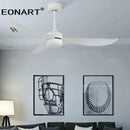 Modern black & white plastic blade ceiling fan with remote bedroom