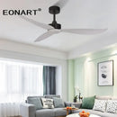 Modern black & white plastic blade ceiling fan with remote bedroom