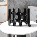 Modern black & white sculptural ceramic vase living room decor