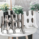 Modern black & white sculptural ceramic vase living room decor