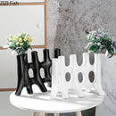 Modern black & white sculptural ceramic vase living room decor