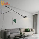 Modern black & white swing arm wall lamp for living room