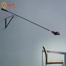 Modern black & white swing arm wall lamp for living room