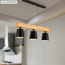 DecorBites™ Modern Tapered Indoor Ceiling Light - 3 Heads Black/White Island Lighting with Wooden Beam