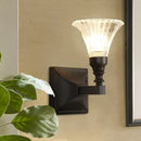 Modern black wide flare flush mount wall sconce – bedroom glass light