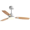 Modern black & wood blade ceiling fan with led light for living room