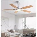 Modern black & wood blade ceiling fan with led light for living room