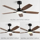 Modern black & wood blade ceiling fan with led light for living room
